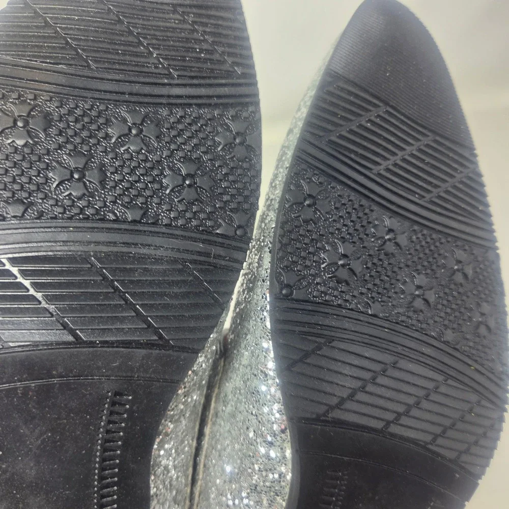 Glitter Derby Shoes Mens 10 Silver Pointed Toe Formal Party Statement Glam